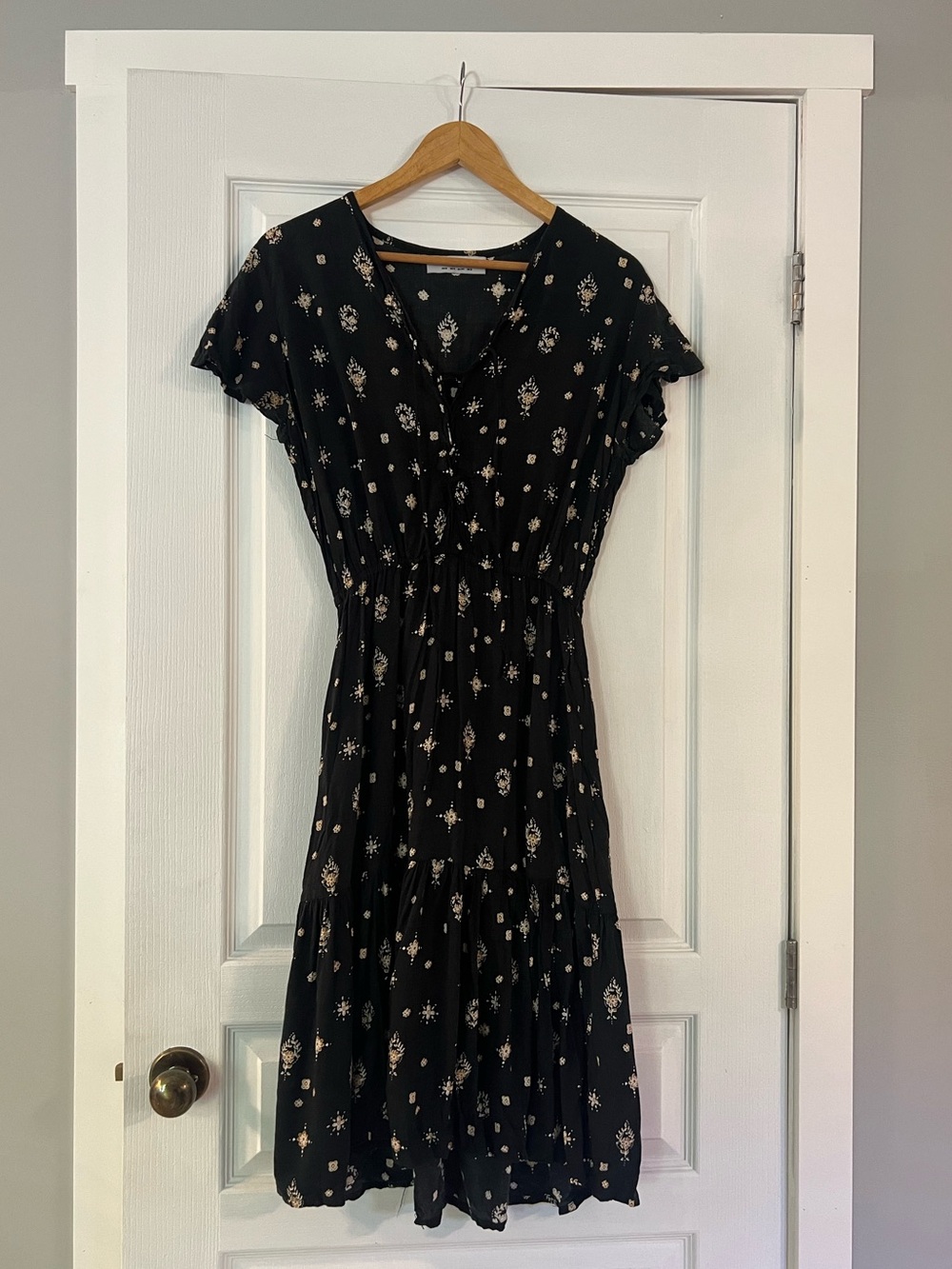 Auguste The Label Black Dress with Cream Floral Print